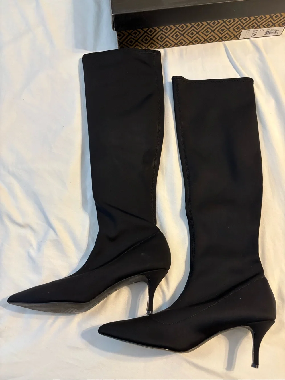 Charles By Charles David Black Over-the-Knee Pointed-Toe Stretch Stiletto Boots